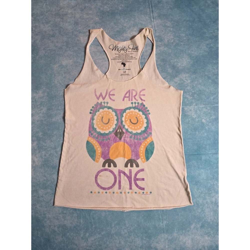 Mighty Fine Samburu‎ Project Owl Tank Top Beige Small 2000s Graphic Tee